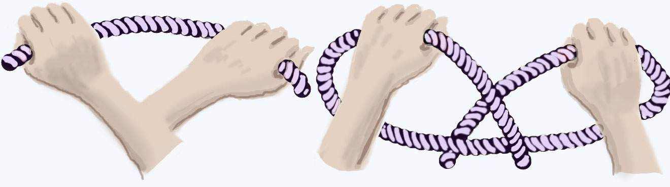 Стременной узел (вязка двумя руками)